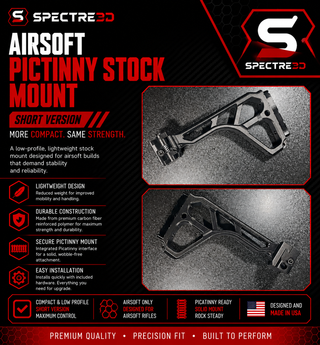 Carbon Fiber Folding Picatinny Tailhook Stock – Short Version