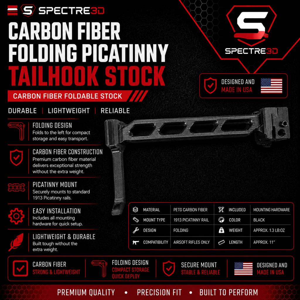 Carbon Fiber Folding Picatinny Tailhook Stock