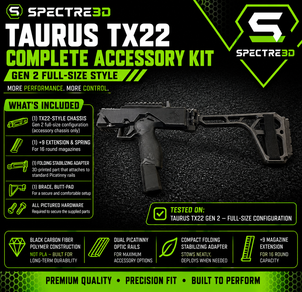Big Horn Chassis Accessory Kit for Taurus TX22 - Carbon Fiber