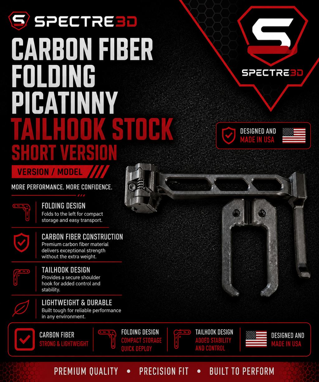 Carbon Fiber Folding Picatinny Tailhook Stock – Short Version